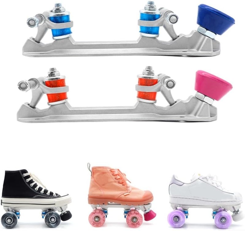 Cloudpower Roller Skating Plate Set, Aluminum Alloy Quad Roller Skate Plates Set Adjustable Height Brake Wheel Truck For Indoor Roller Skating(43-45 black) - Image 5